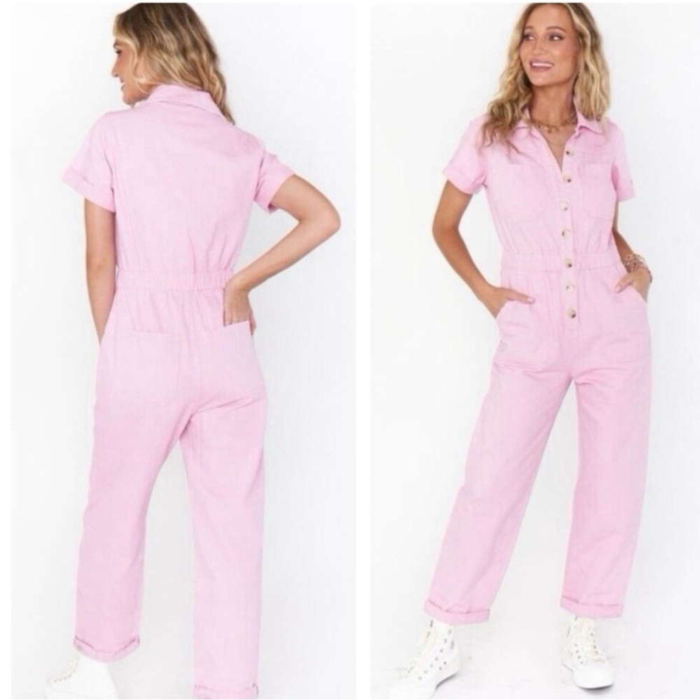 Show Me Your Mumu Cannon pink denim jumpsuit excellent Size M